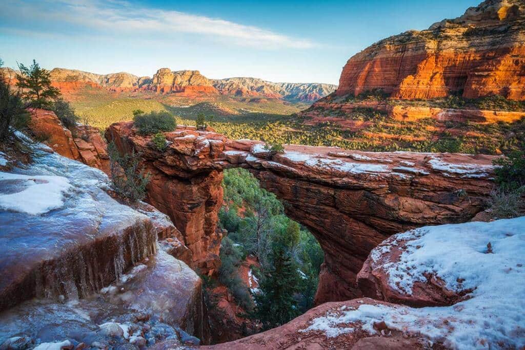 Snowy Devil's Bridge in Sedona